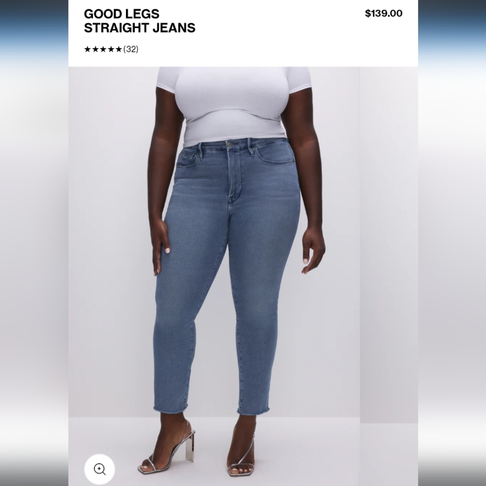 NEW Good American Plus Size 30 Good Legs Straight Crop Jeans Stretchy‎ NWT
